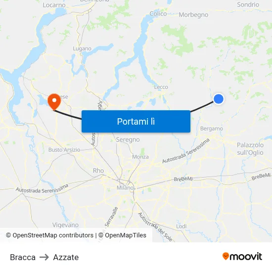 Bracca to Azzate map