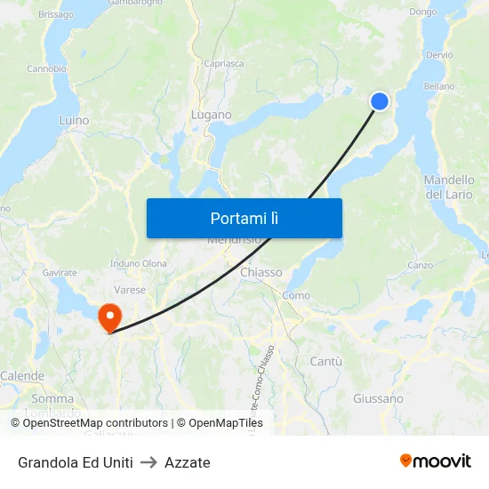 Grandola Ed Uniti to Azzate map