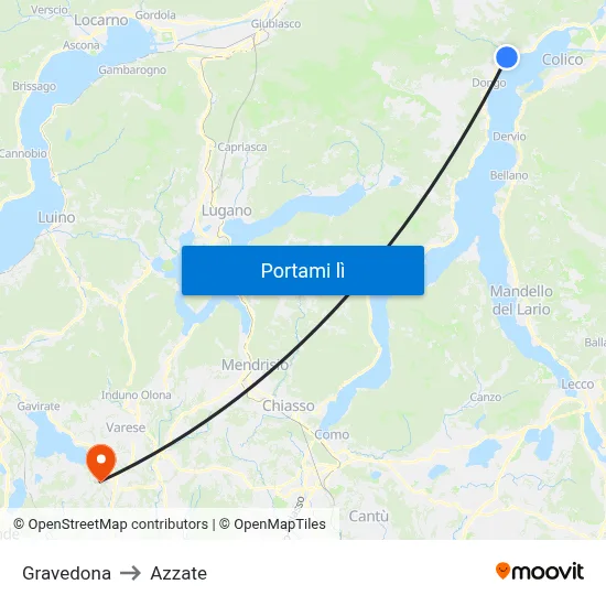 Gravedona to Azzate map
