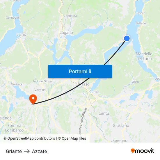 Griante to Azzate map