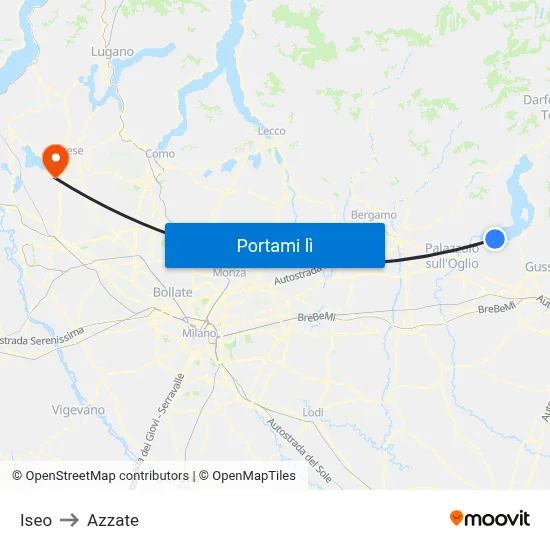 Iseo to Azzate map