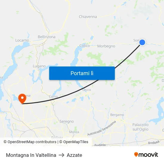 Montagna In Valtellina to Azzate map