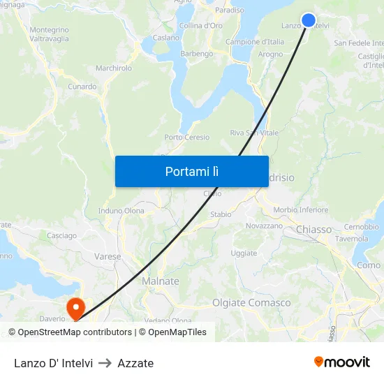 Lanzo D' Intelvi to Azzate map