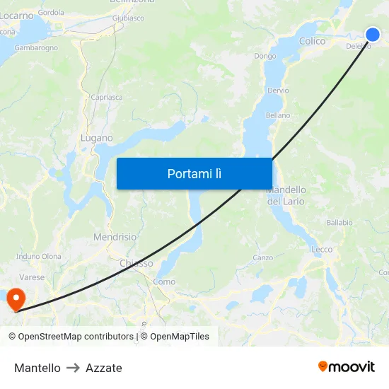 Mantello to Azzate map