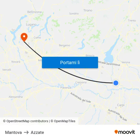 Mantova to Azzate map