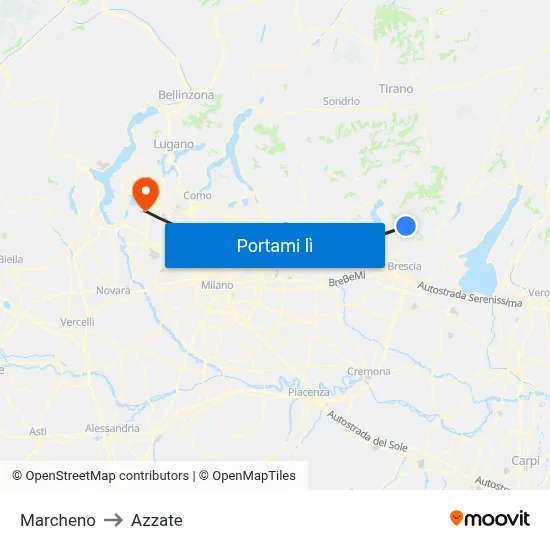 Marcheno to Azzate map