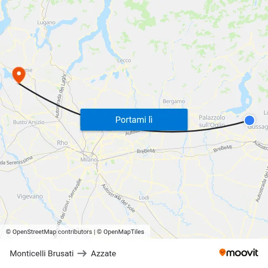 Monticelli Brusati to Azzate map