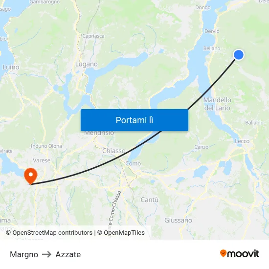 Margno to Azzate map