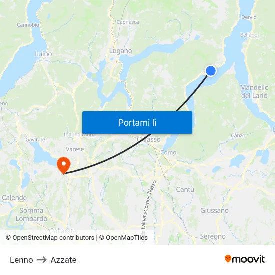 Lenno to Azzate map
