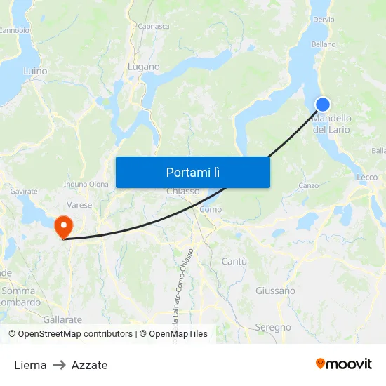 Lierna to Azzate map