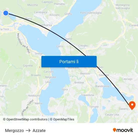 Mergozzo to Azzate map
