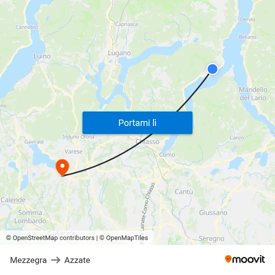 Mezzegra to Azzate map