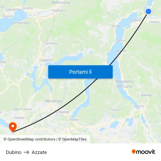 Dubino to Azzate map