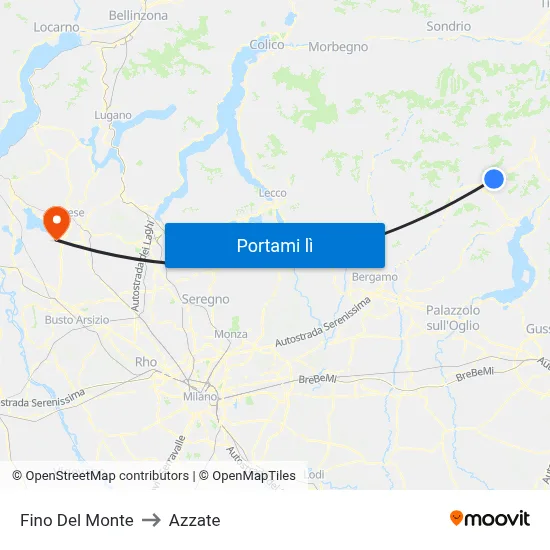 Fino Del Monte to Azzate map