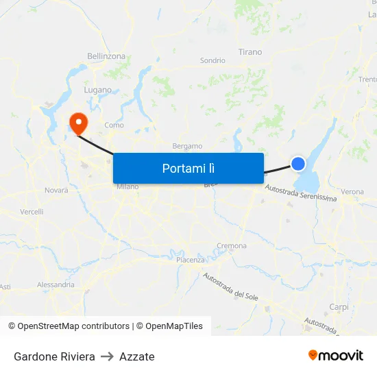 Gardone Riviera to Azzate map