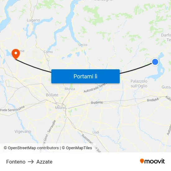 Fonteno to Azzate map