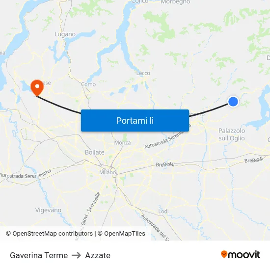 Gaverina Terme to Azzate map