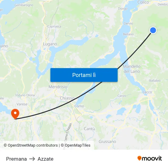 Premana to Azzate map