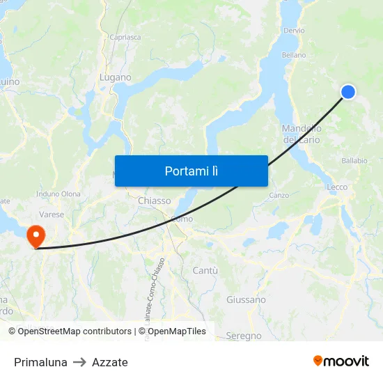 Primaluna to Azzate map