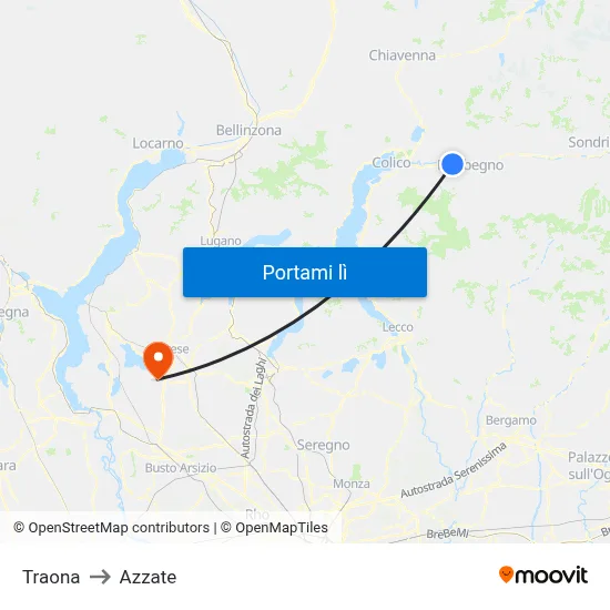 Traona to Azzate map