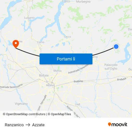 Ranzanico to Azzate map