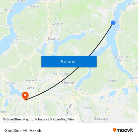 San Siro to Azzate map