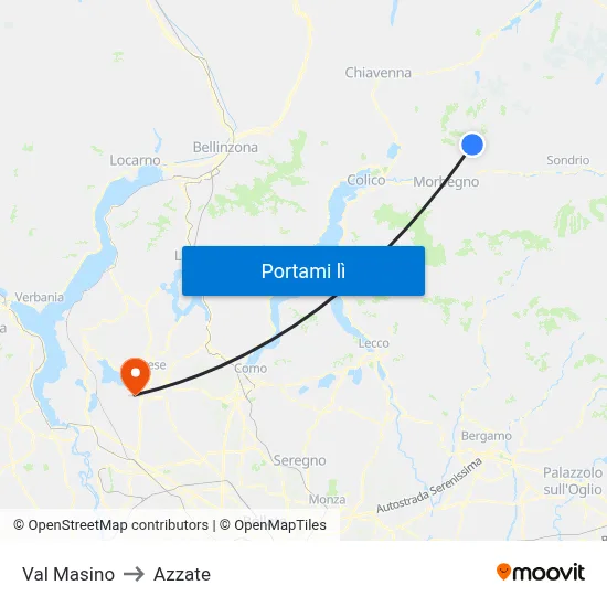 Val Masino to Azzate map