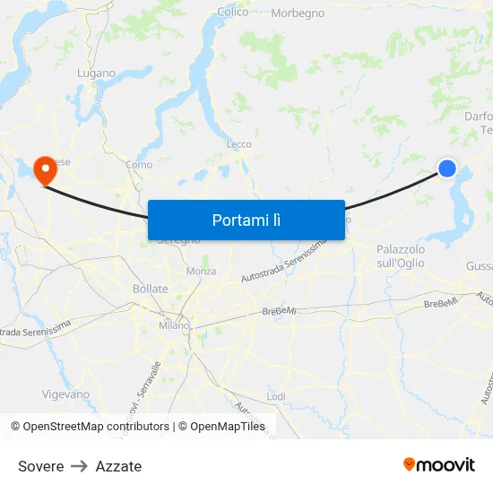 Sovere to Azzate map