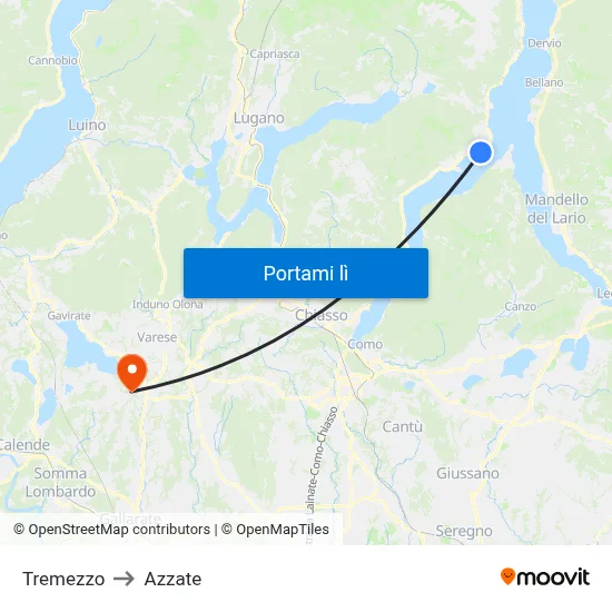 Tremezzo to Azzate map