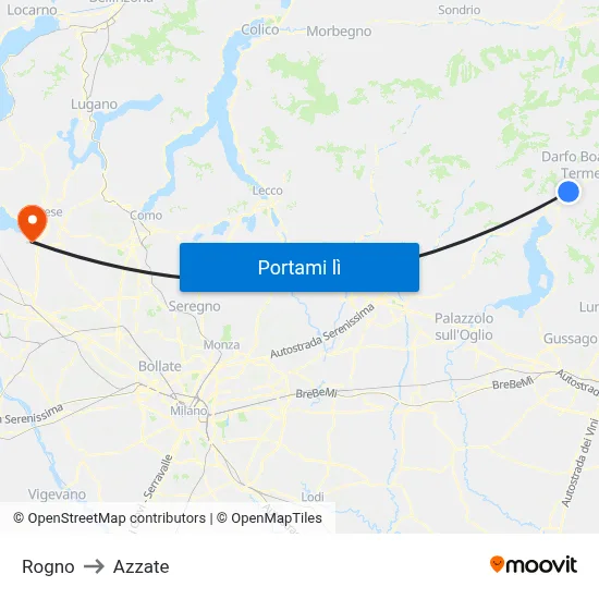 Rogno to Azzate map