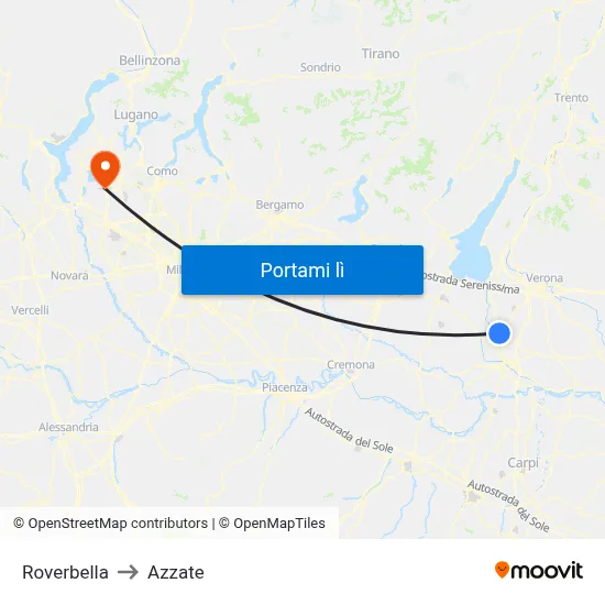 Roverbella to Azzate map