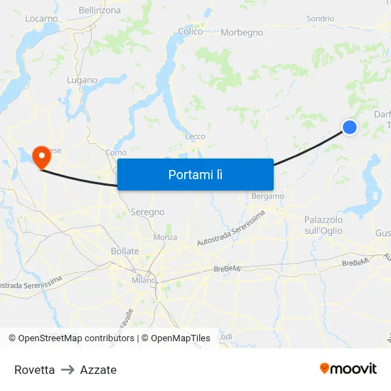 Rovetta to Azzate map