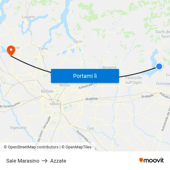 Sale Marasino to Azzate map