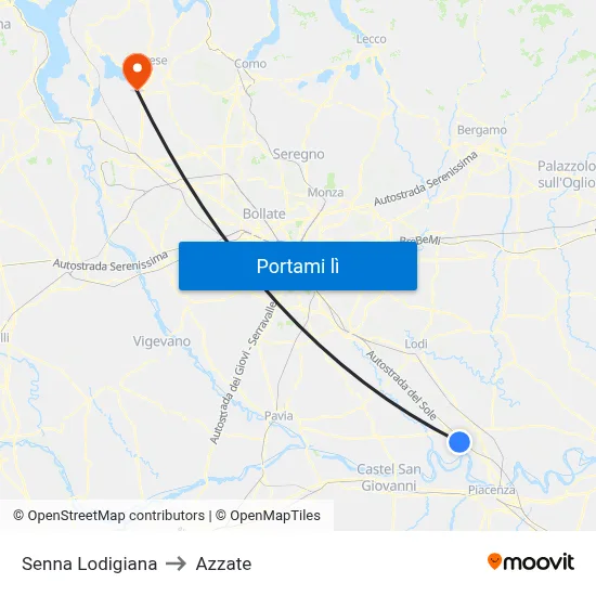 Senna Lodigiana to Azzate map