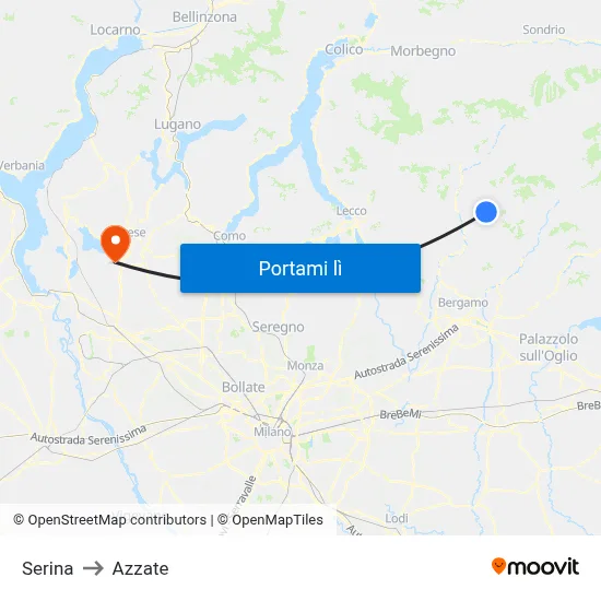 Serina to Azzate map
