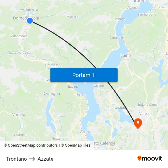 Trontano to Azzate map