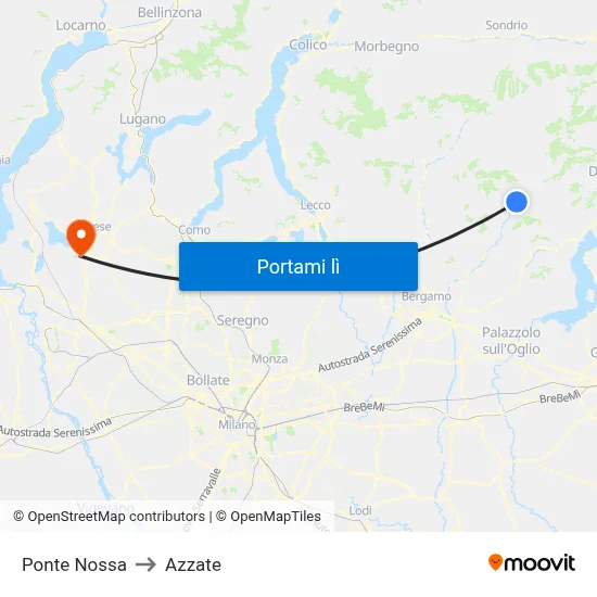 Ponte Nossa to Azzate map