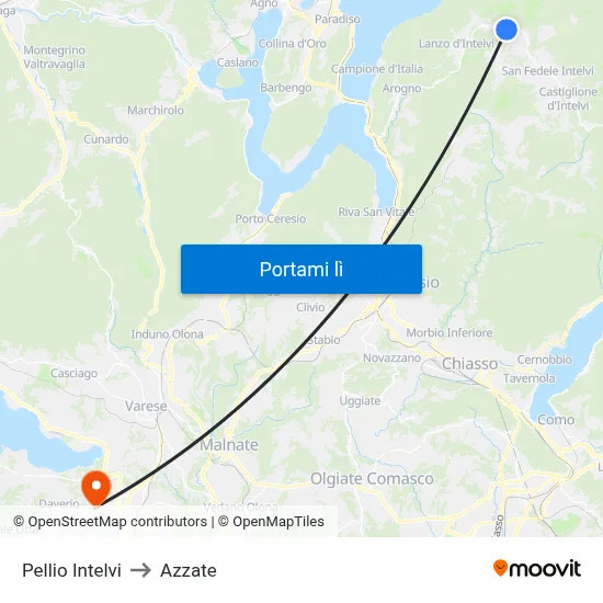Pellio Intelvi to Azzate map