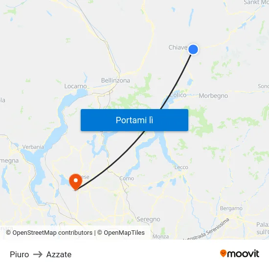 Piuro to Azzate map