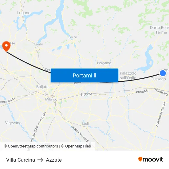 Villa Carcina to Azzate map