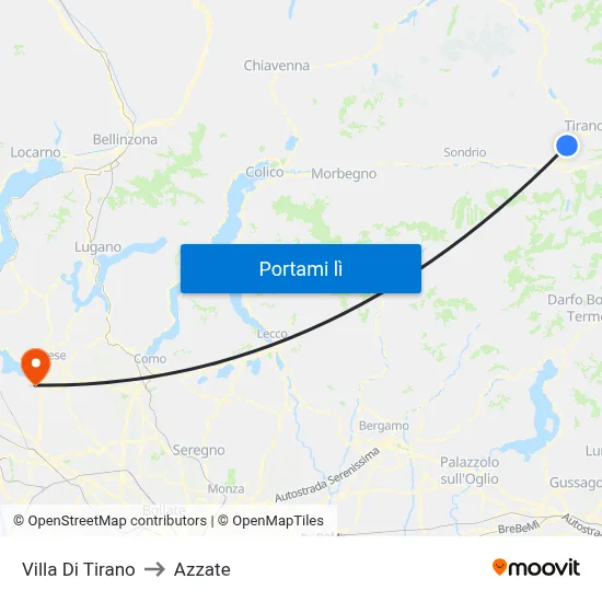 Villa Di Tirano to Azzate map