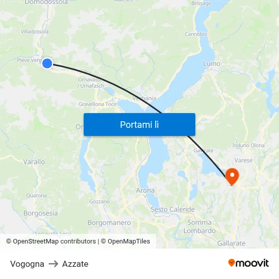 Vogogna to Azzate map