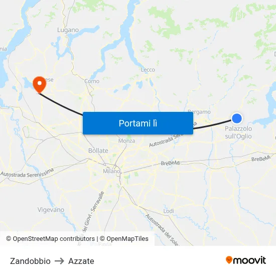 Zandobbio to Azzate map