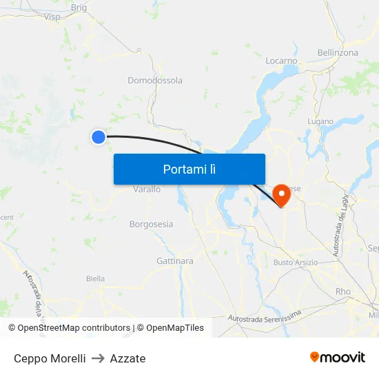 Ceppo Morelli to Azzate map