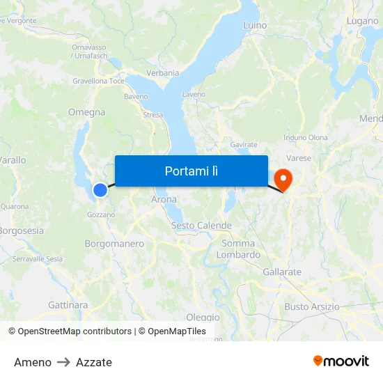 Ameno to Azzate map