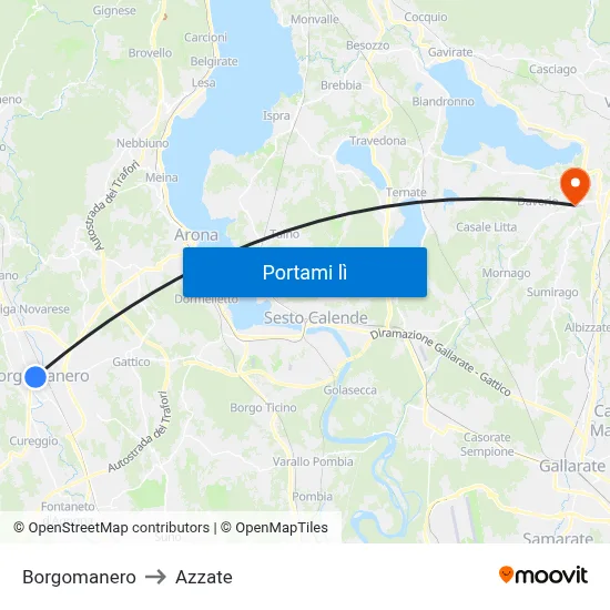 Borgomanero to Azzate map