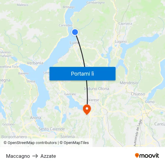 Maccagno to Azzate map