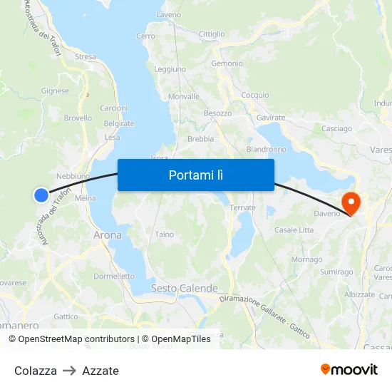 Colazza to Azzate map