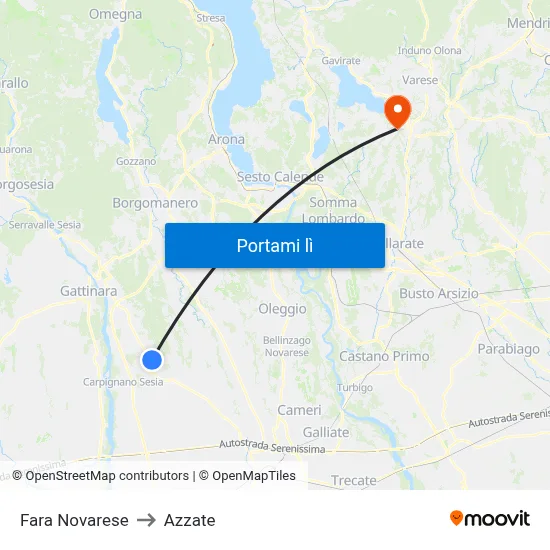 Fara Novarese to Azzate map
