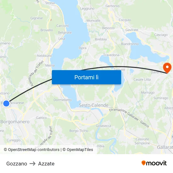 Gozzano to Azzate map
